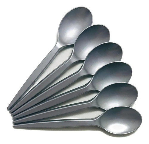 Pack Cucharas Stendy Para Postre X100 Unidades Sundae Plástico Fuerte Descartables Color Plateado