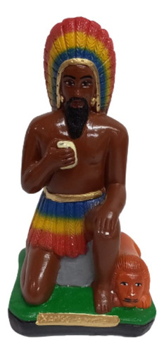 Linda Imagem Em Gesso Caboclo Xangô Das Matas Com 20cm - Zp7