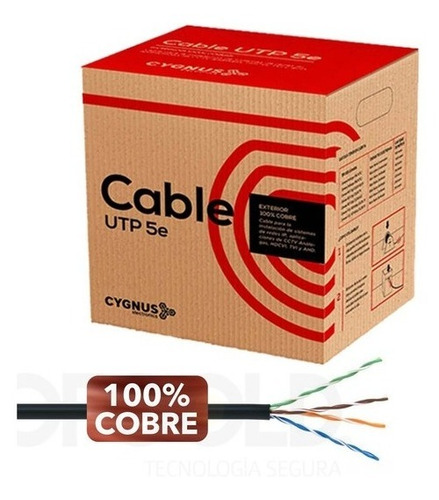 Imagen 4 de 8 de Cable Rollo 305m Utp Exterior Cat 5e Red Vaina Negra Rj45