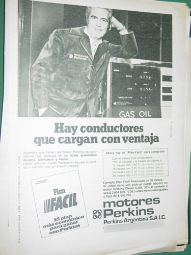 Publicidad Antigua Autos Motores Perkins Argentina Plan Fac