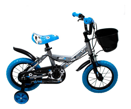 Bicicleta paseo infantil URBY 7124 color azul con ruedas de entrenamiento  