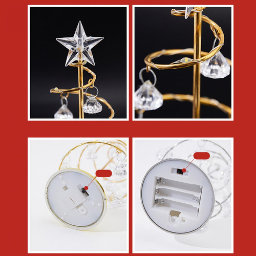 Lámpara De Árbol De Navidad Con Led Y Colgante De Cristal,