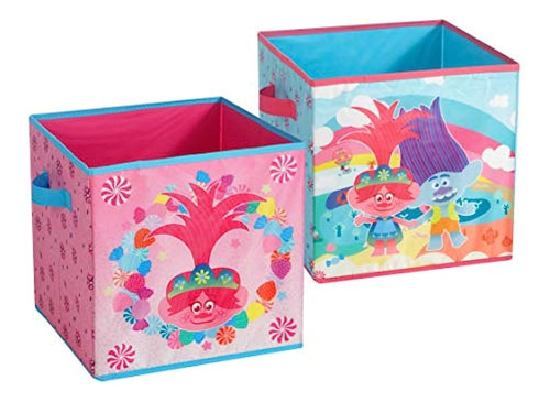 Cubo De Almacenamiento  Trolls 11.5x11.5x11.5 Multicolor