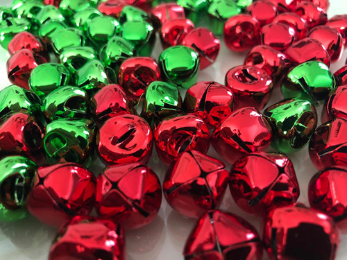 200 Cascabel Metálico 1.6 Mm Rojo Verde Navidad Adorno