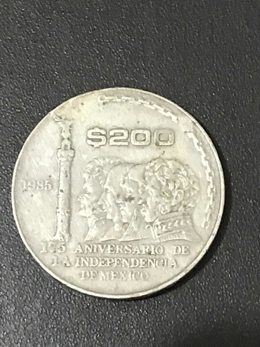 Moneda 200 Pesos 1985 México. Aniversario Independencia.