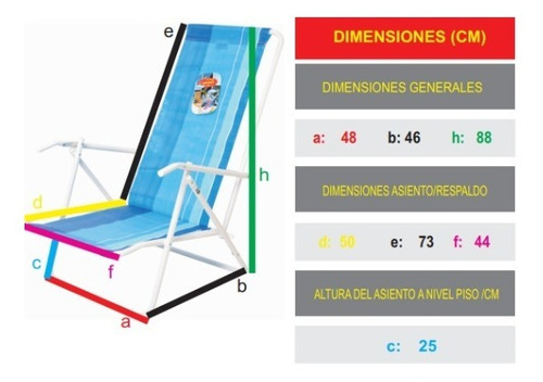 Reposera Playera Alta Acero Reforzado 2 Posiciones Economica
