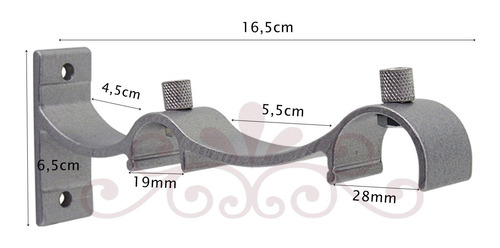 Kit Varão Trilho Suíço Duplo Wave 28mm/19mm 6,20m Alumínio