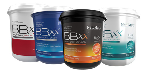Kit 4 Bbxx Beauty Black + Free + Platinum + Red Natumaxx 1kg