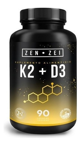 Zenzei | K2 + D3 | 90 Cápsulas 100% Veganas  Mantener Sano Y Fuerte Corazón Y Huesos  Formulado Con: Vitamina K2 Y Vitamina D3  Suplemento Inteligente 100% Natural | Calidad Premium