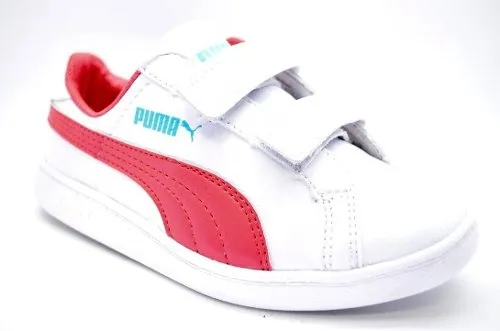 Zapatillas Puma Fun Lv Jr Niños Abrojo Blanco C/rosa MercadoLibre