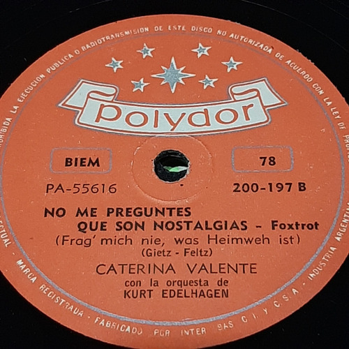 Pasta Caterina Valente Orquesta Edelhagen Polydor C212