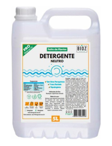 Kit 2 Detergente Neutro Biodegradável Bioz Green 5l