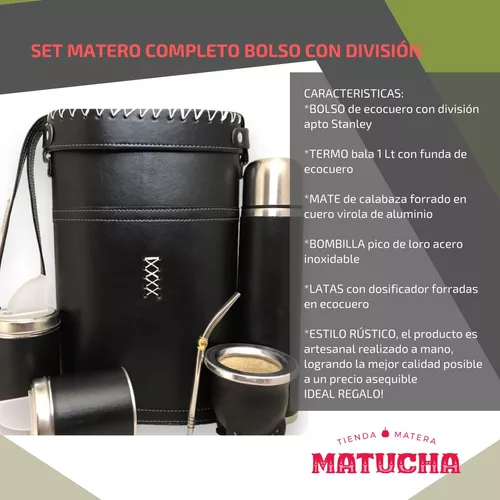 Set Matero Kit Equipo Mate Porta Termo Eco Cuero X 6 Piezas Handmade  Argentina 