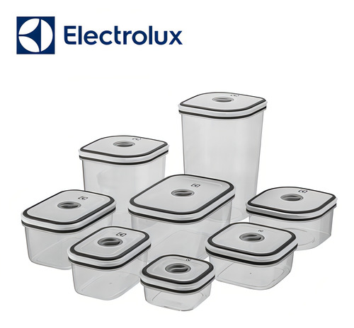 Conjunto De Potes Electrolux Herméticos De Plástico 8 Unid. Cor Cinza