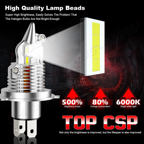 Linterna Frontal Led H4 Con Luz Alta Y Baja 40000lm 200w