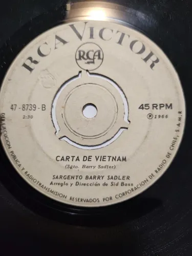 Vinilo Single De Sargento Barry Sadler Carta A Vietna( B34 (Usado)