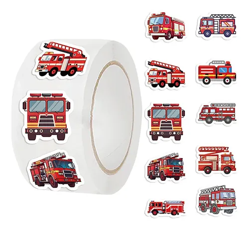 Pack De 100 Pegatinas De Coches De Policía Y Camiones De Bomberos – Tamaño 4-8 Cm, Autoadhesivas De PVC, Impermeables Y Coloridas, Ideales Para Bicicletas Y Guitarras