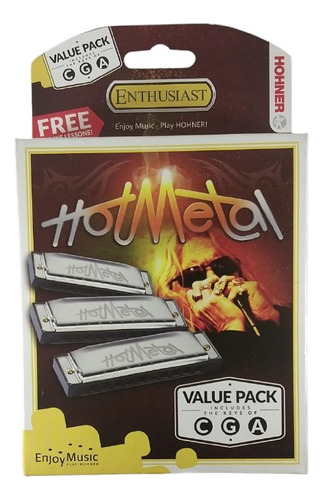 Armonicas Hohner Hot Metal C, G, A Pack X 3