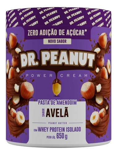 Suplemento em pasta Dr. Peanut Power cream proteínas power cream sabor  avelã em pote de 650g