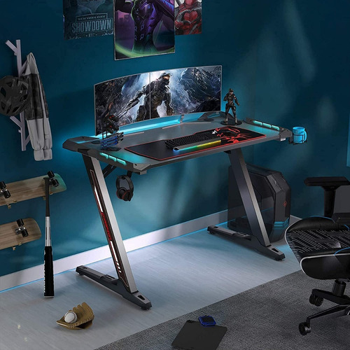 Eureka Z1-s Escritorio Gamer Rgb Portavasos Diadema 113 Cm