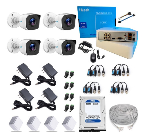 Kit Cámaras Segurid Hilook Dvr 1080 4ch + 4 Cam 720p + D500g