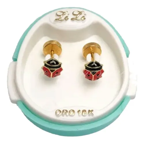 Abridores Oro Bebe Aro 18k Vaquita San Antonio 4mm Li-3011