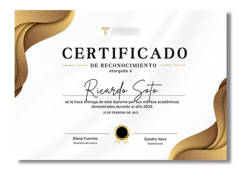 Diplomas Y Certificados, En Cartulina Blanca Tamaño A4.