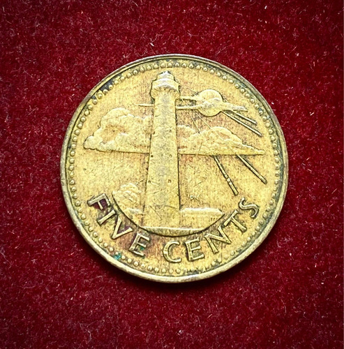 Moneda 5 Centavos Barbados 1973 Km 11 Faro