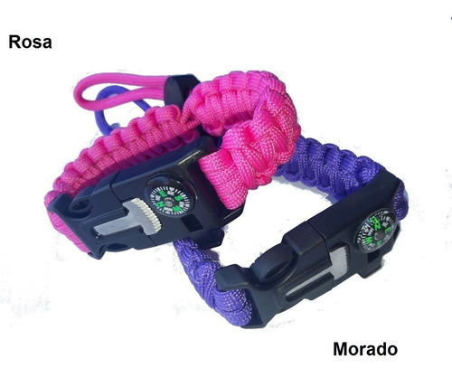 Pulsera Ajustable De Paracord Silbato Pedernal Supervivencia