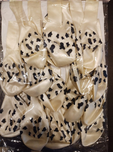 Imagen 2 de 2 de Pakete 20 Globos Latex Aperlado D Manchas D Vaca 10pulgadas