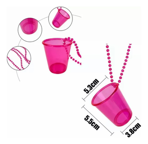 30 Collares Shot Transparente Caballito Color Vaso Tequilero Mixto