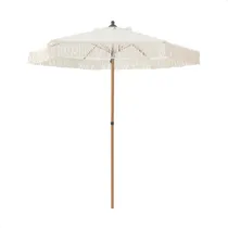 Comprar Ombrelone Central Franjas 2,4m Off-white Guarda-sol Piscina Cor Bege Com Franjas
