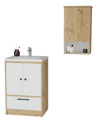 Mueble Lavamanos + Mueble Botiquin - Duna / Blanco