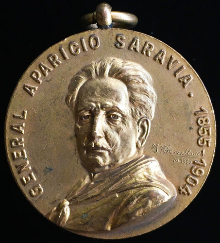 Medalla Uruguay. Aparicio Saravia, Partido Nacional, 1930. 