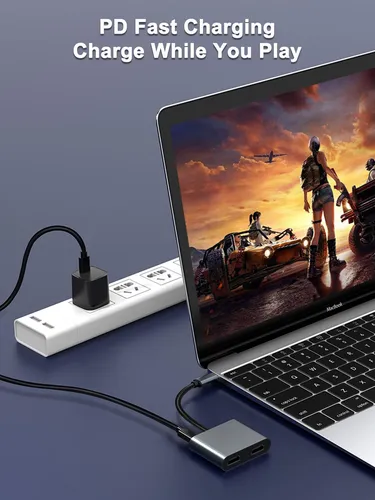 Adaptador Usb C A Hdmi Dual, Divisor Usb C 2 Monitores De Pa