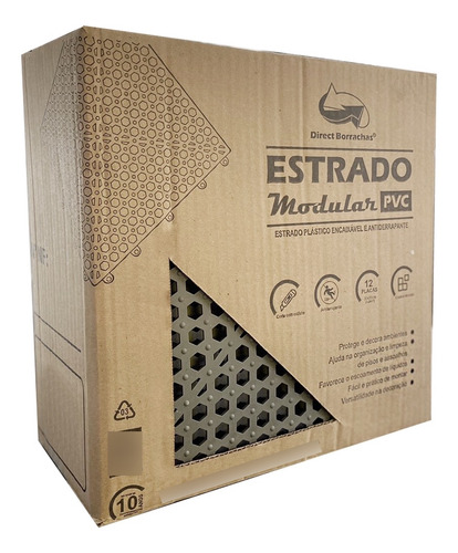 Piso Estrado Modular Antiderrapante 30x30cm - Kit Com 1.08m² Cor Preto