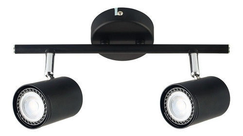Imagen 1 de 1 de Aplique Spot Cilindrico 2 Luces Negro Dicro Gu10