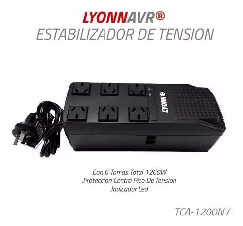 Estabilizador de tensión Lyonn TCA 1200NV 1200VA entrada y salida de 220V  CA negro