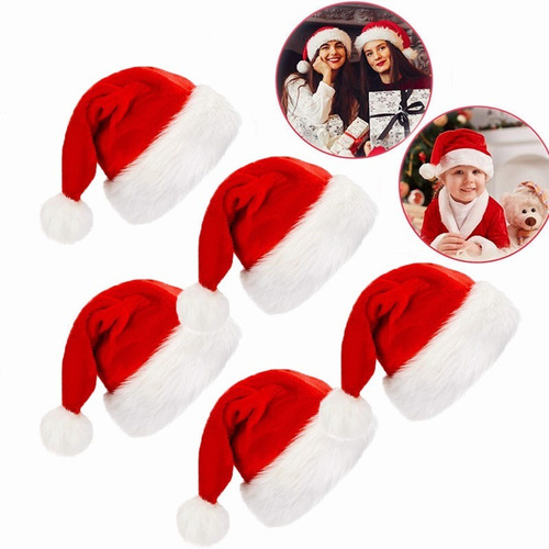 Kit 5 Gorro Navideño Santa Claus Rojo Navidad Posada Fiesta