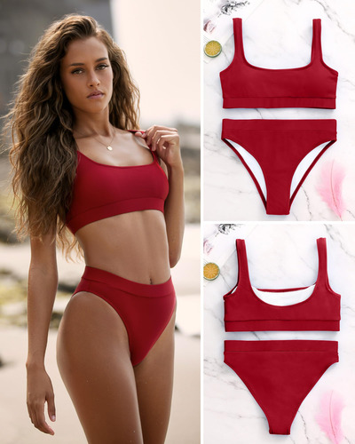 Bikini De Cintura Alta Para Mujer, Parte Inferior Con