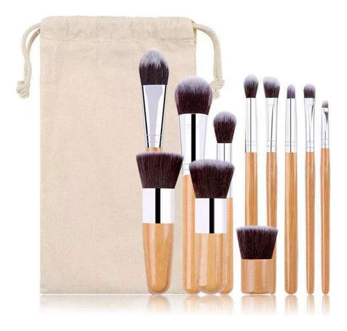 Juego De Brochas De Maquillaje Profesional Han Bamboo 11pcs