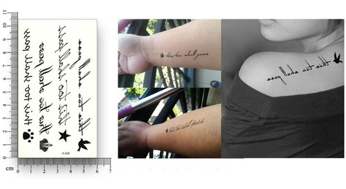 Kit 3 Cartelas Tatuagem Coroa Pássaro E Letras