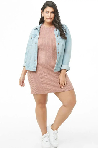 Forever 21 Plus Size Vestido Corto Rosa Stretch Jaspeado 3xl | Envío gratis