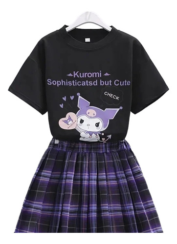 Conjunto Kuromi, Falda Plisada Y Polera, Disfraz Kuromi 