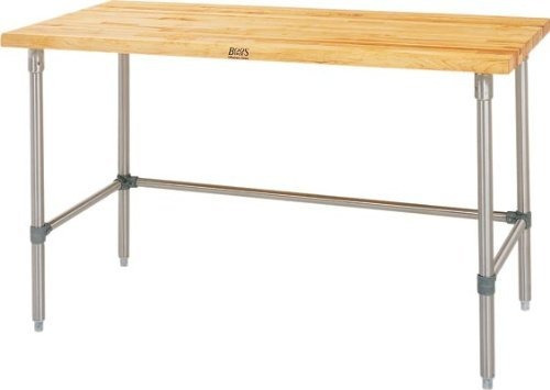 John Boos Tnb07 Maple Top Work Table With Stainless Steel Ba