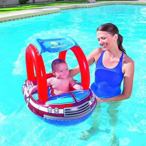 Asiento Bote Flotador Inflable Bomberos P Bebes - Con Techo!
