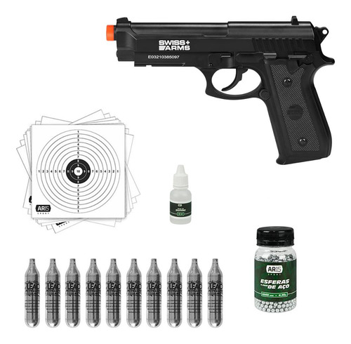 Pistola 4.5mm Swiss Arms Full Metal Pt92 + Esfera + Co2 12g