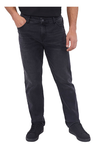 Jeans Hombre Straight Fit Clásico Liso Negro Corona