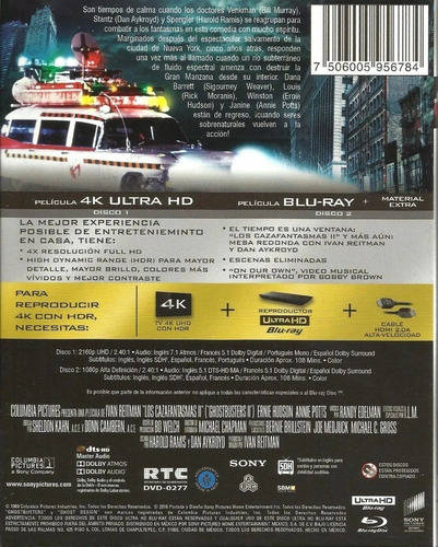 Imagen 2 de 3 de Los Cazafantasmas 2 | 4k Ultra Hd + Blu Ray Película Nuevo