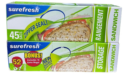 Bolsas Sandwich Con Cierre Con Cremallera. Surefresh.